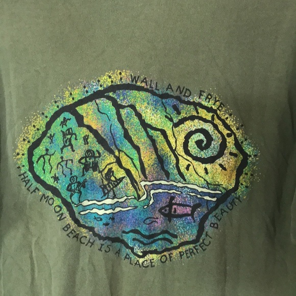 Vintage fruit of the loom heavy tag half moon beach unisex T-shirt size large - Picture 10 of 12